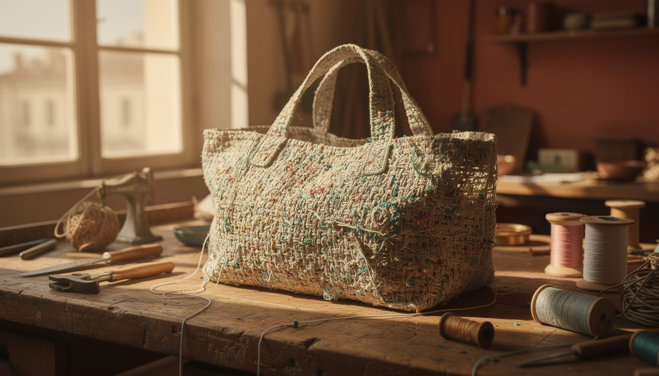 découvrez ce sac à main iconique, éco-responsable, fabriqué à partir de filets de pêche recyclés. alliez style et durabilité avec cette pièce unique et engagée.
